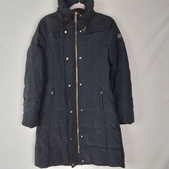 Michael MIchael Kors Mid Length Down Feather‎ Coat Size Small in Black - Picture 12 of 14
